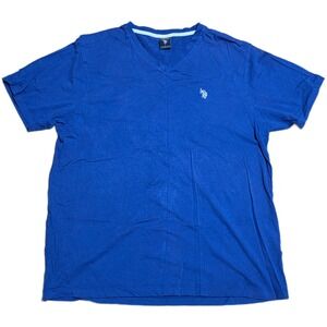 US Polo Assn Mens V Neck T Shirt Men's Size L‎ Royal Blue Embroidered Pony Logo